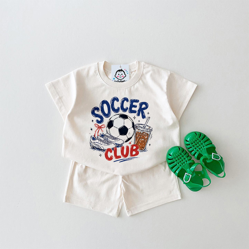  SOCCER CLUB Baby Slogan White Set 