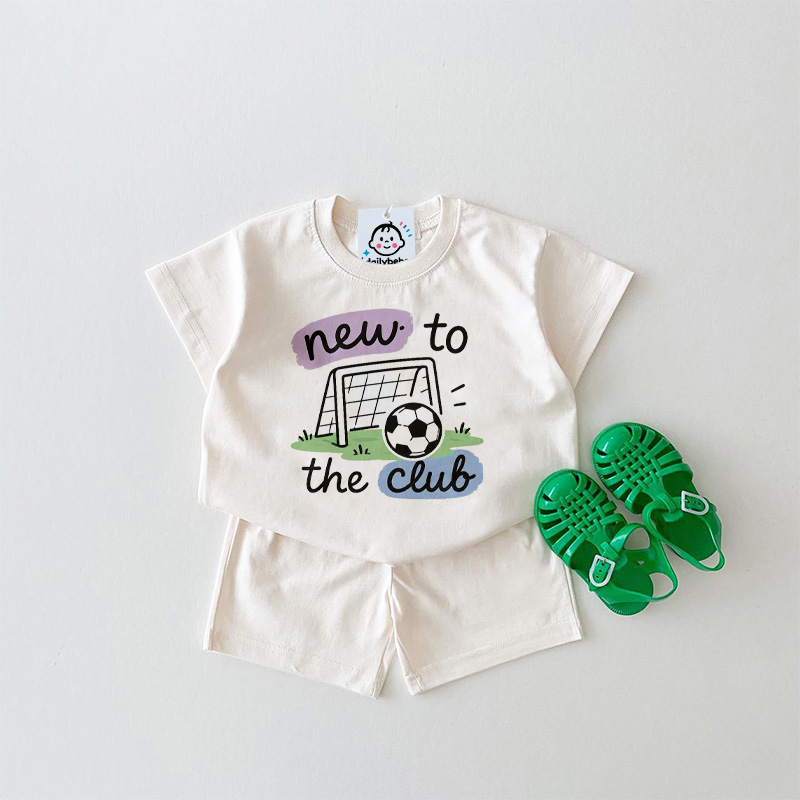 NEW TO THE CLUB Baby Soccer Slogan White Set 