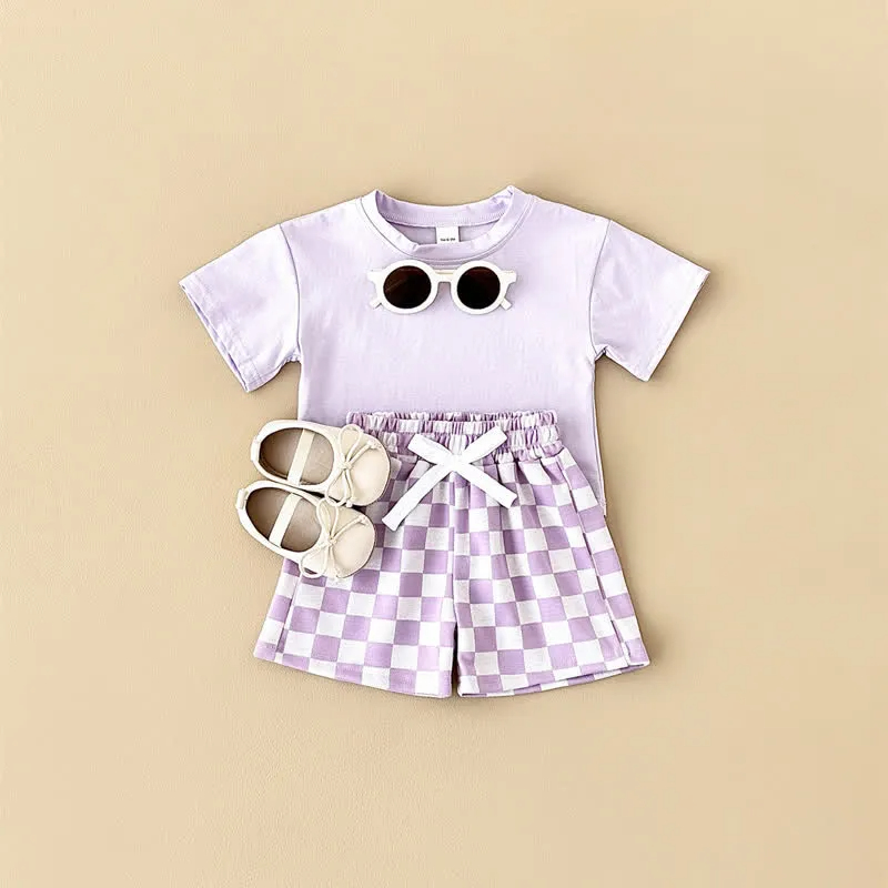 Baby 2-Piece Soft Checkerboard Sweatsuit Set