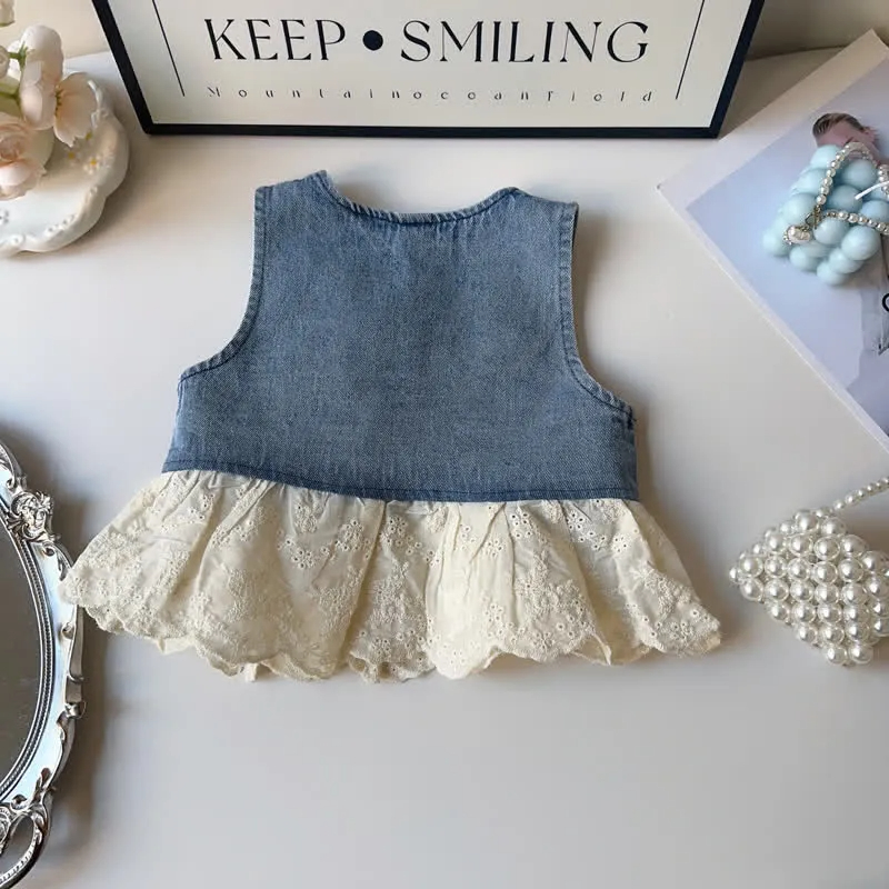 Baby Toddler 2-Piece Lace Denim Sweet Set
