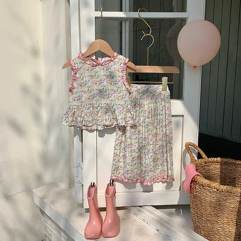 Toddler 2-Piece Loose Flower Sleeveless Set