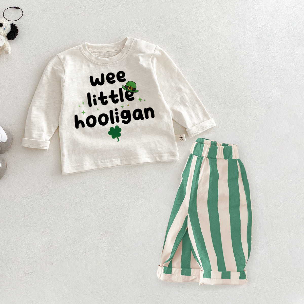 WEE LITTLE HOOLIGAN Baby Toddler 4-Leaf Clover Slogan 2-Piece Set