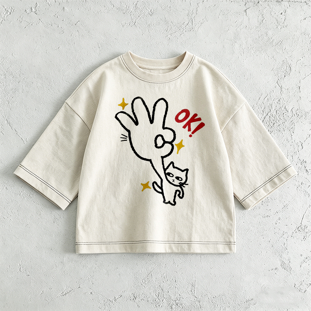OK Baby & Kids Cat Print T-Shirt (6M-12Y)