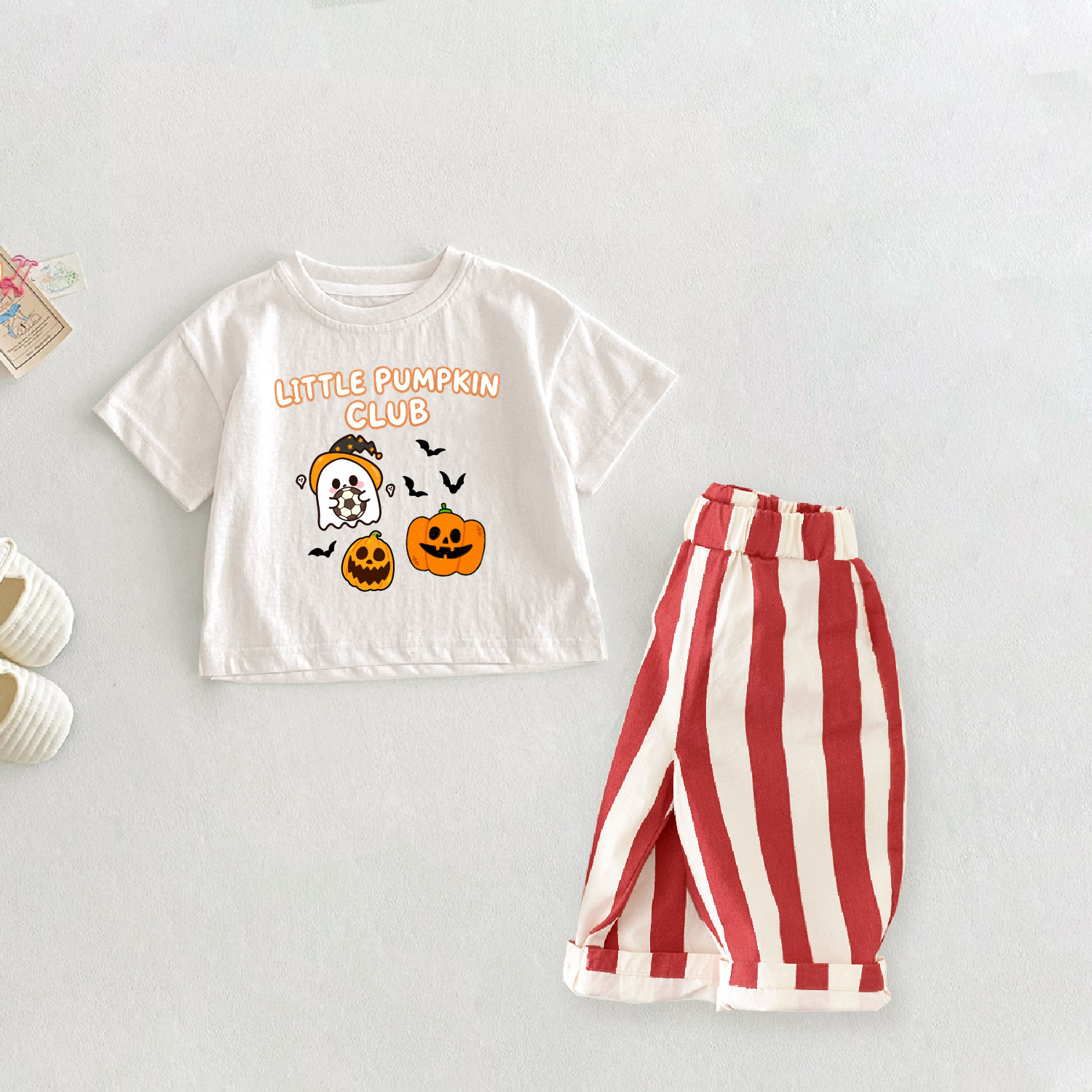 LITTLE PUMPKIN CLUB Baby Toddler Ghost Pumpkin Bat 2-Piece Set