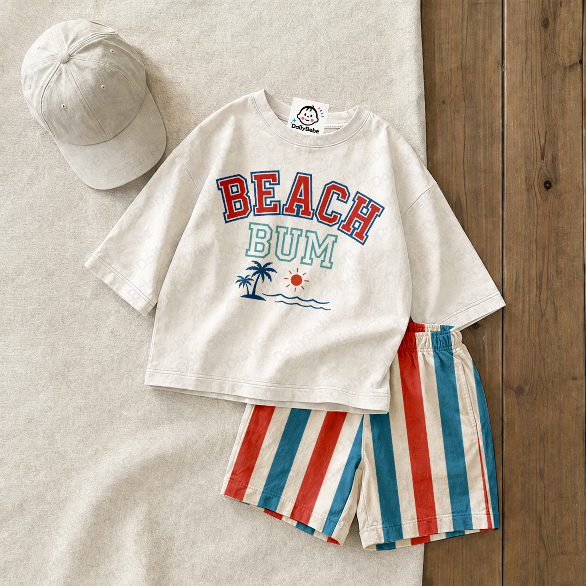 Baby & Kids Dog Skateboard Colorful Plaid 2 Piece Set