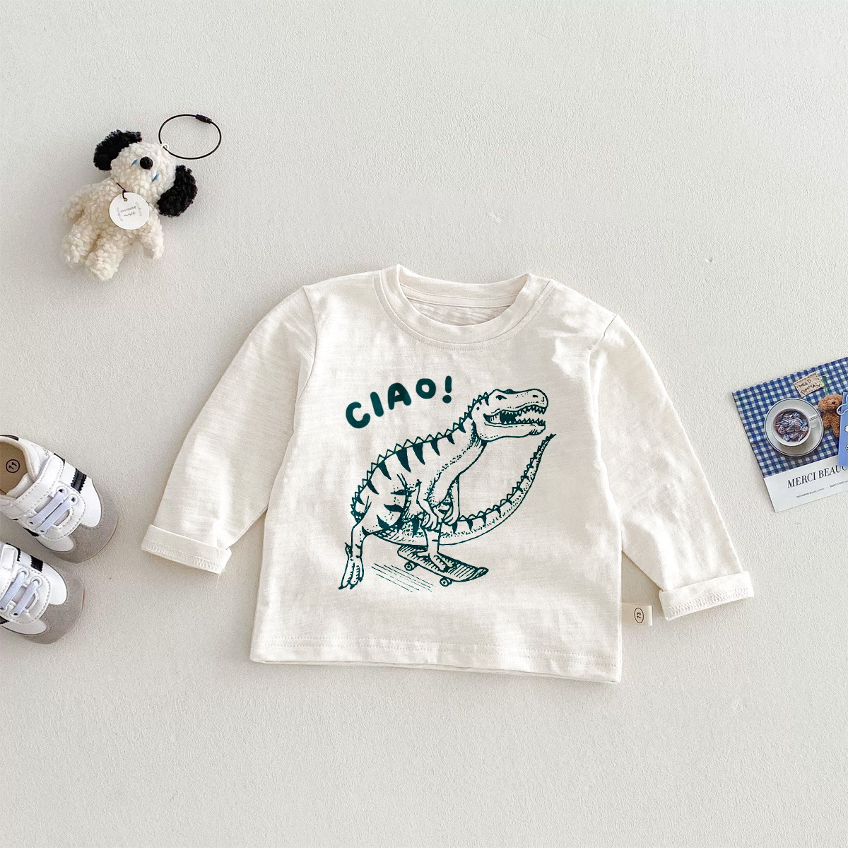 CIAO! Baby Toddler Sinosaur Skateboard T-Shirt