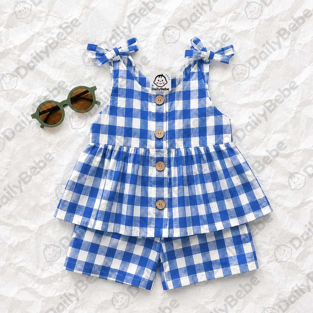 Baby & Kid Blue Plaid Top and Shorts Set
