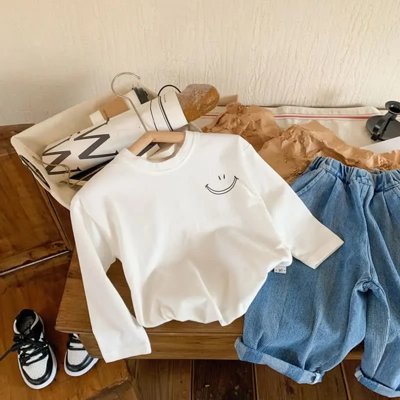 Kid Smile Face White Simple T-Shirt