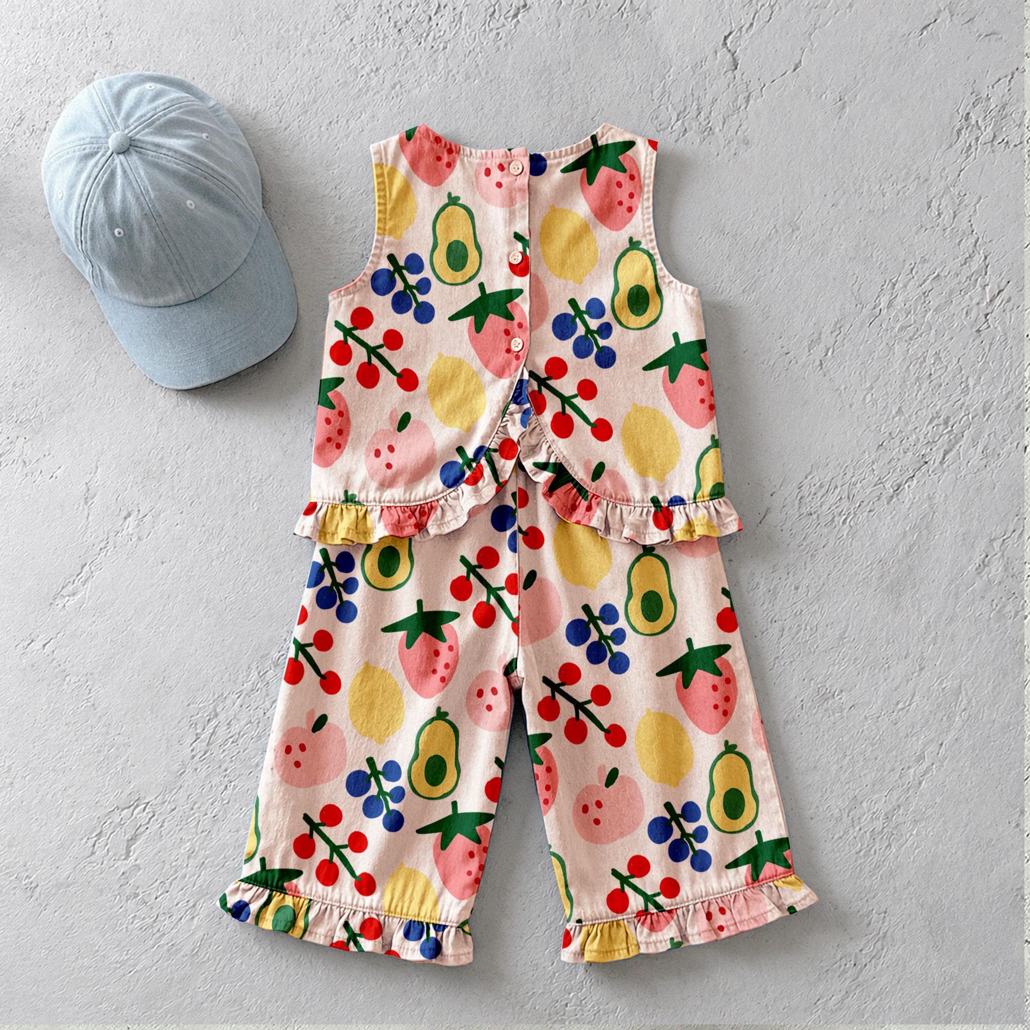 Baby & Kids Fruit Light Orange Denim 2 Piece Set