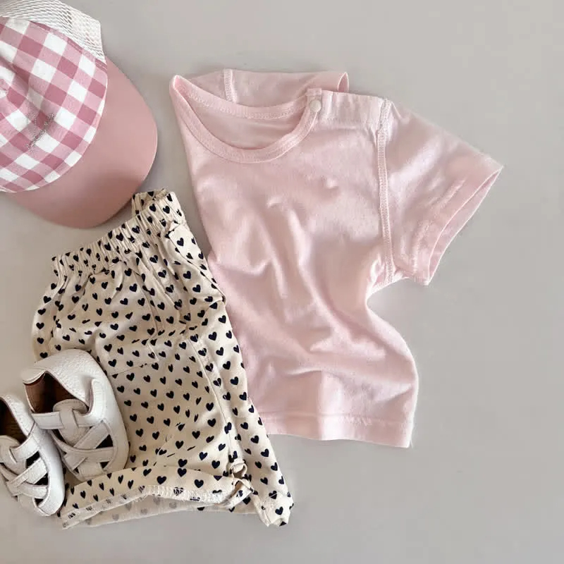 Baby Heart Dots Plaid Basic Shorts
