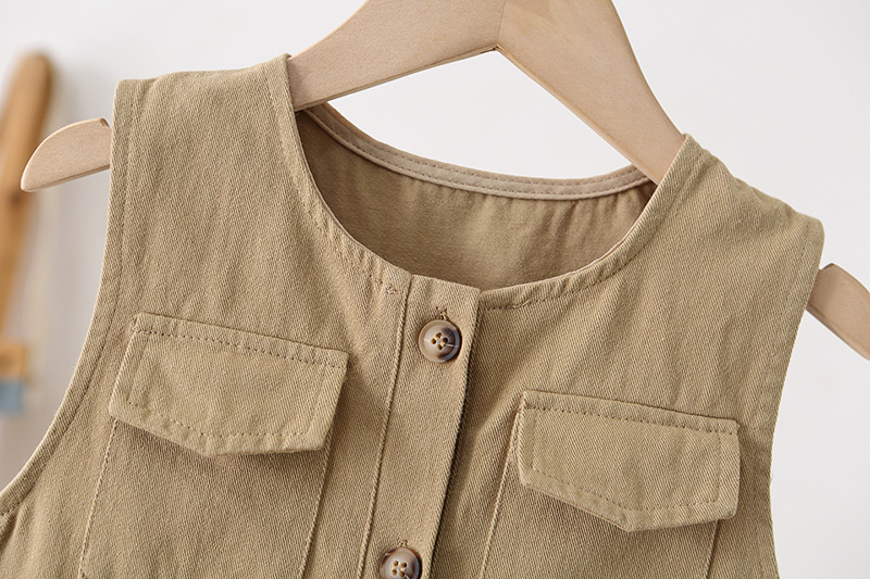 Toddler Solid Color Khaki Worker Overalls