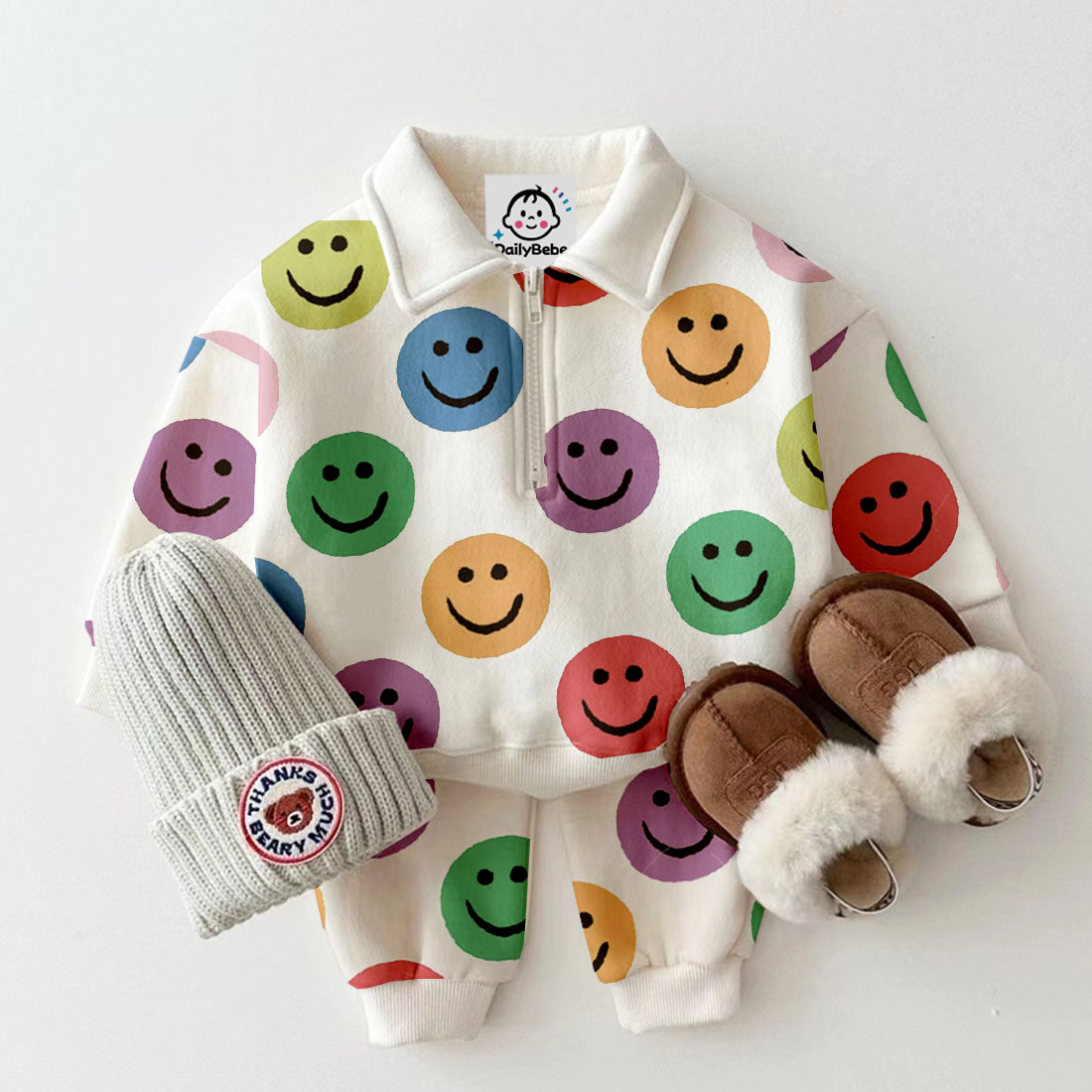 Baby Toddler Colorful Smiley Polo 2-Piece Set