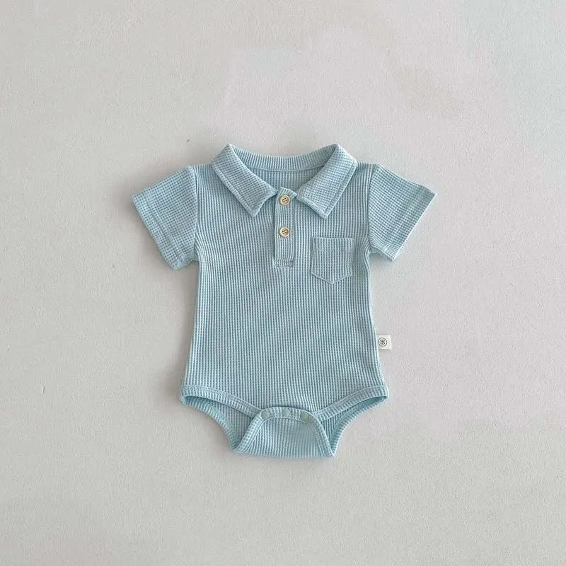 Baby Waffle Pocket Solid Color Bodysuit