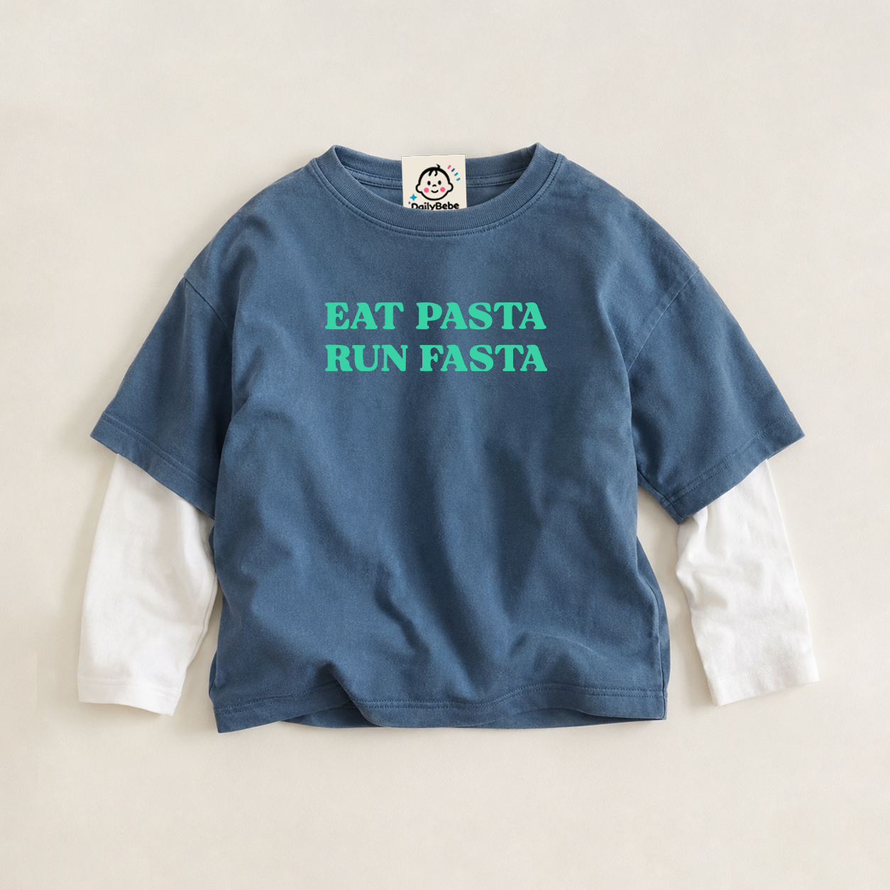 EAT PASTA RUN FASTA Baby & Kids Sailboat Faux Two-Piece Tee (6M-12Y)