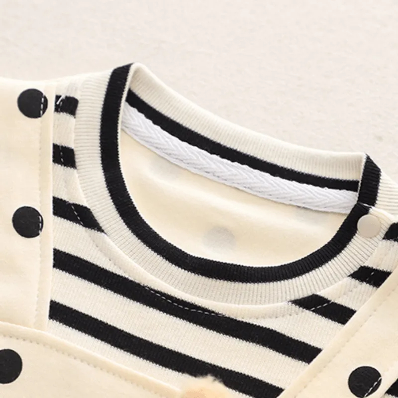 Baby Stripes Dots Beige Romper