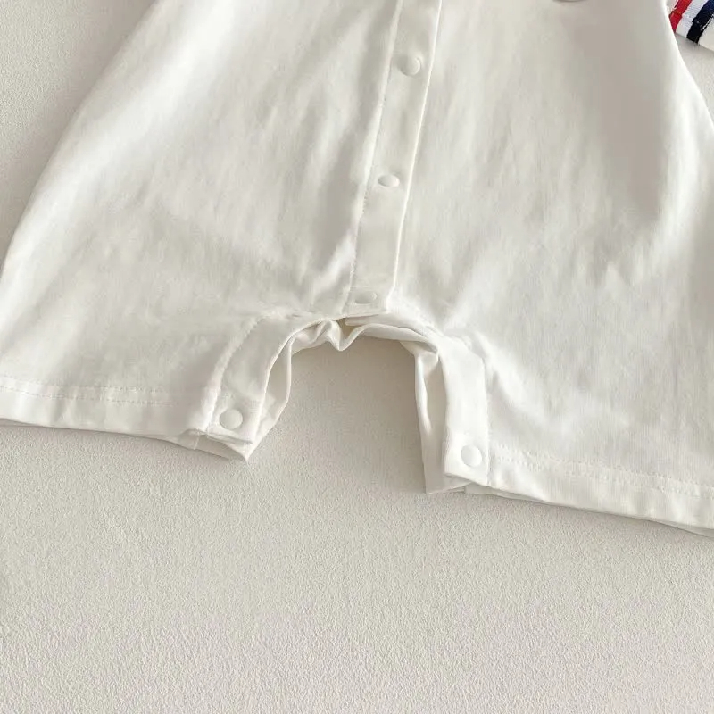 Baby Navy Collar Preppy Style White Romper/Bodysuit