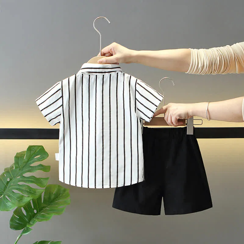 Baby 2-Piece Vertical Striped Polo White Set