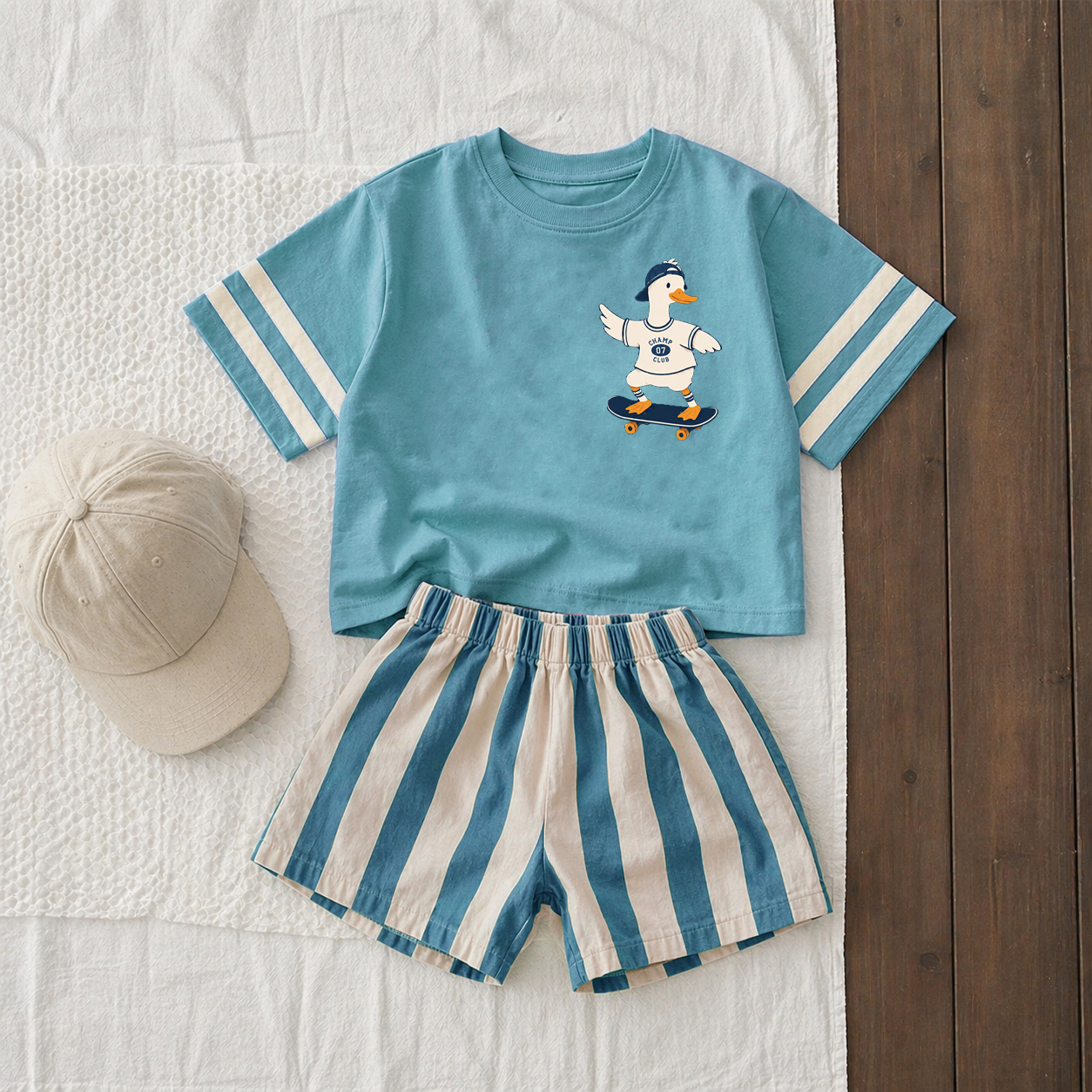 Baby & Kids Dog Skateboard Colorful Plaid 2 Piece Set
