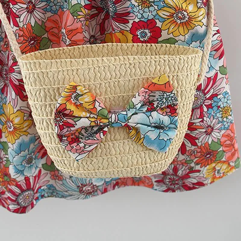 Baby Ruffled Florals Dress with Bag