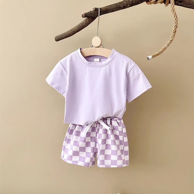 Baby 2-Piece Soft Checkerboard Sweatsuit Set