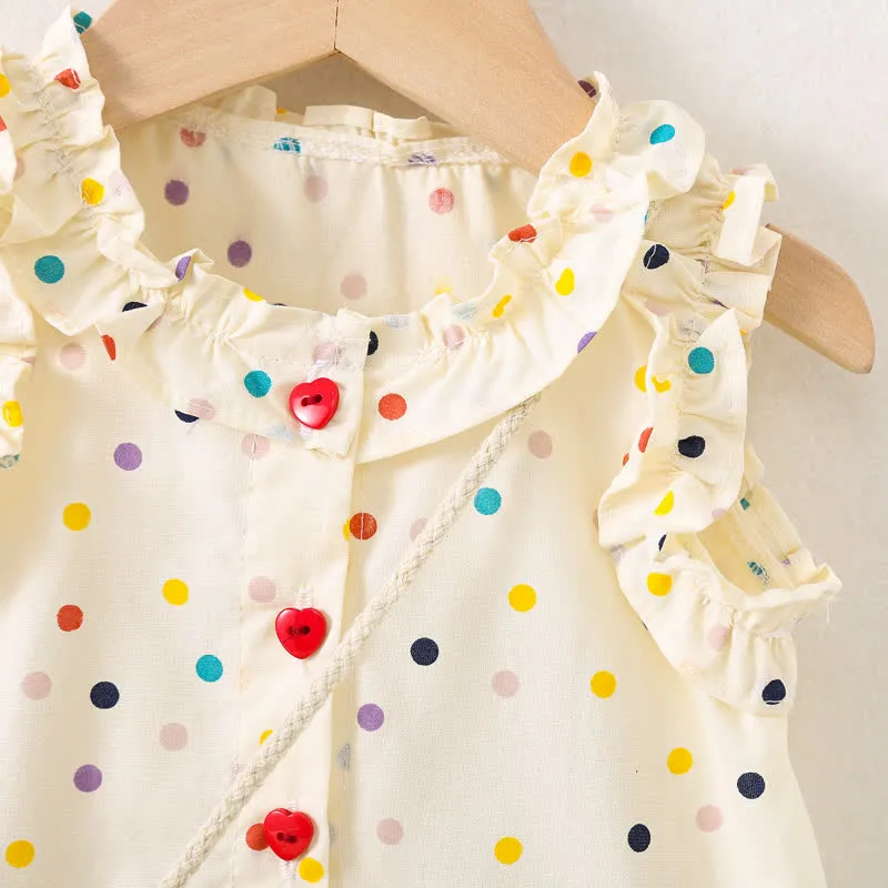 Baby Multicolor Dots Sleeveless Dress with Bag