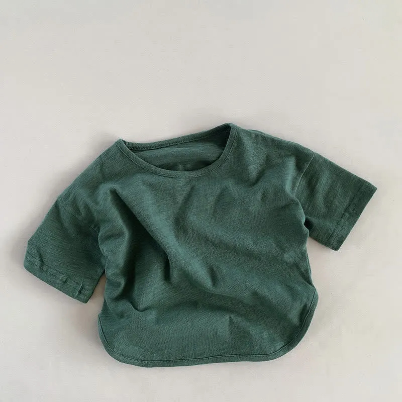 Kid Solid Color Retro Soft T-shirt