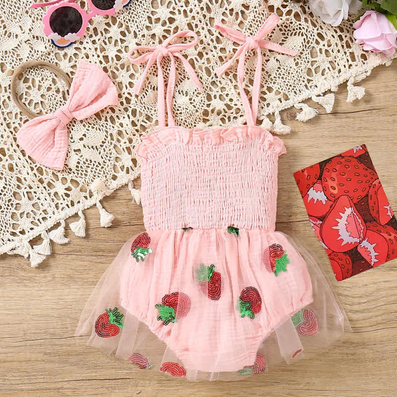 ONE Baby Strawbery Strap Bodysuit