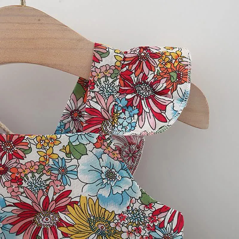 Baby Ruffled Florals Dress with Bag