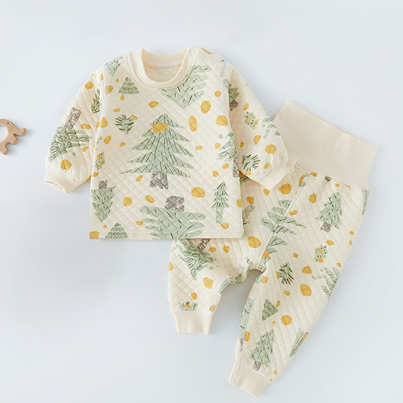 Baby 2 Piece Forest Pattern Quilted Pajamas Set 