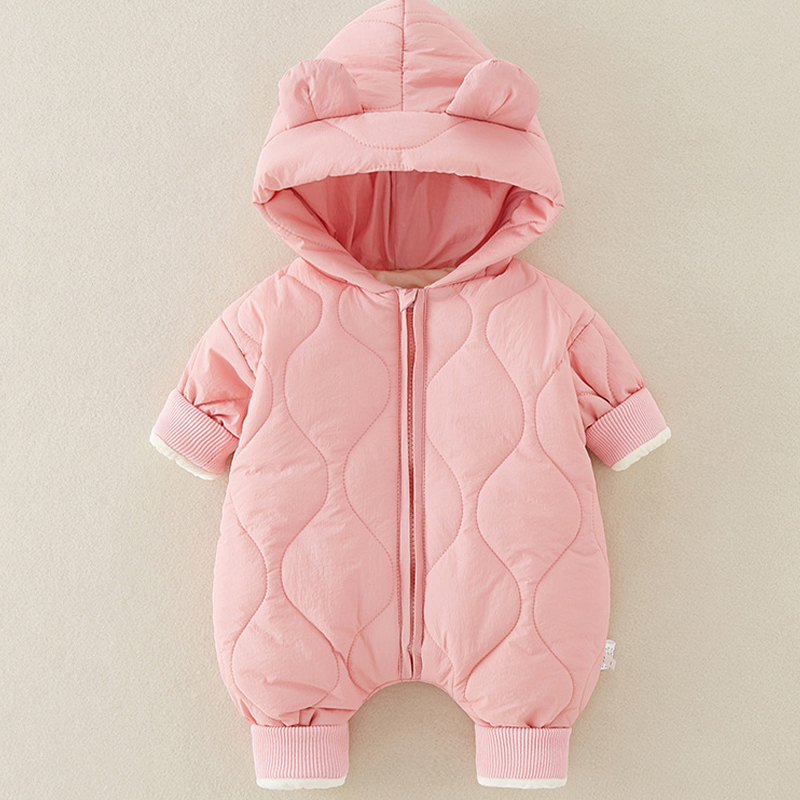 Baby Bear Hooded Quilted Romper