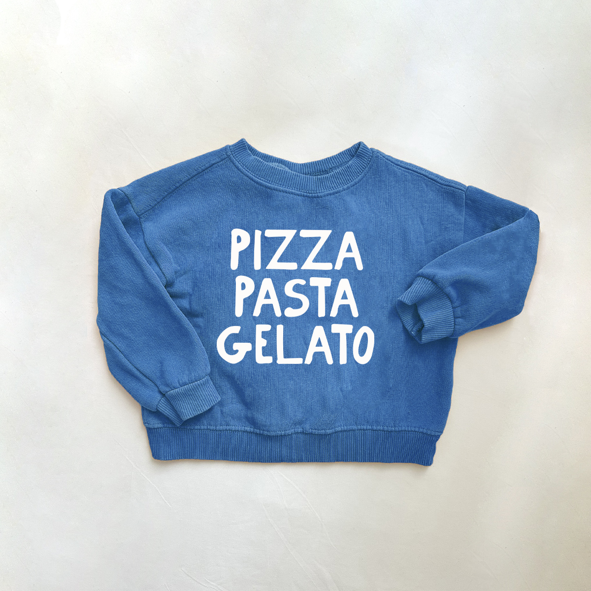 PIZZA PASTA GELATO Baby Toddler Blue Sweatshirt