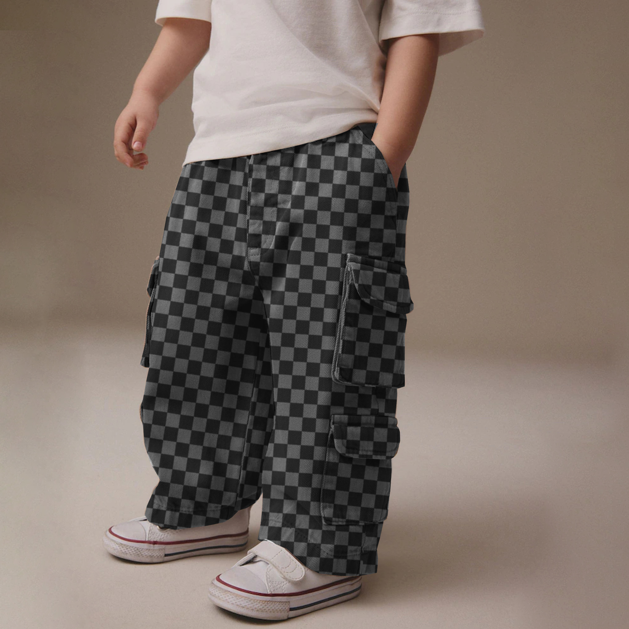 Baby & Kids Checkerboard Multiple Pockets Pants