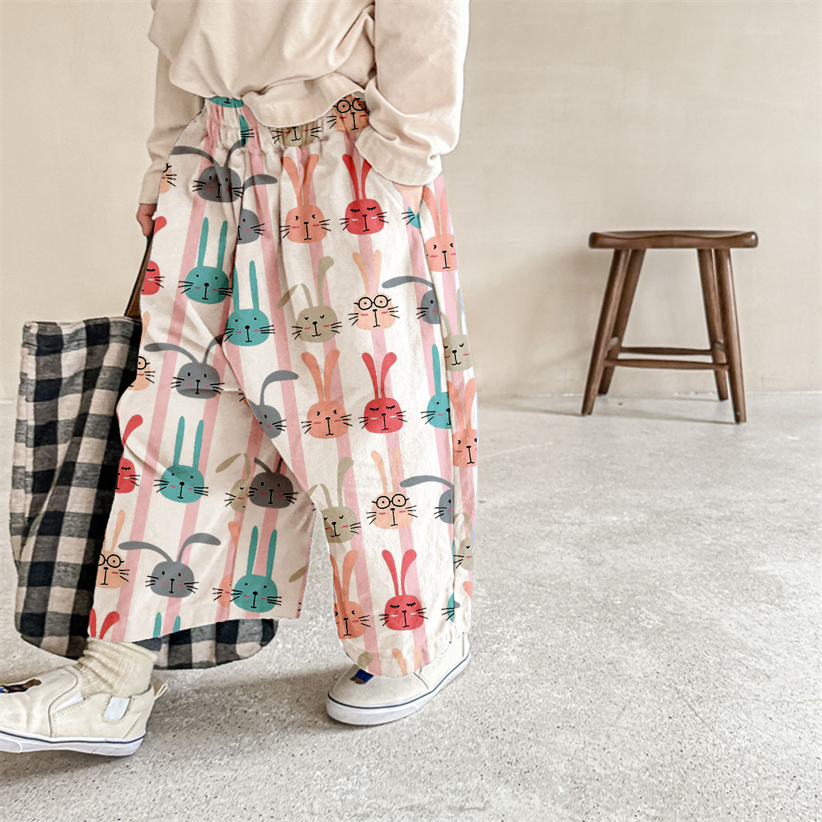 Baby & Kids Colorful Rabbit Stripe Pattern Pants