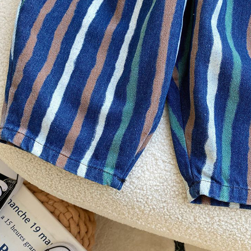 Toddler Colorful Vertical Striped Denim Pants