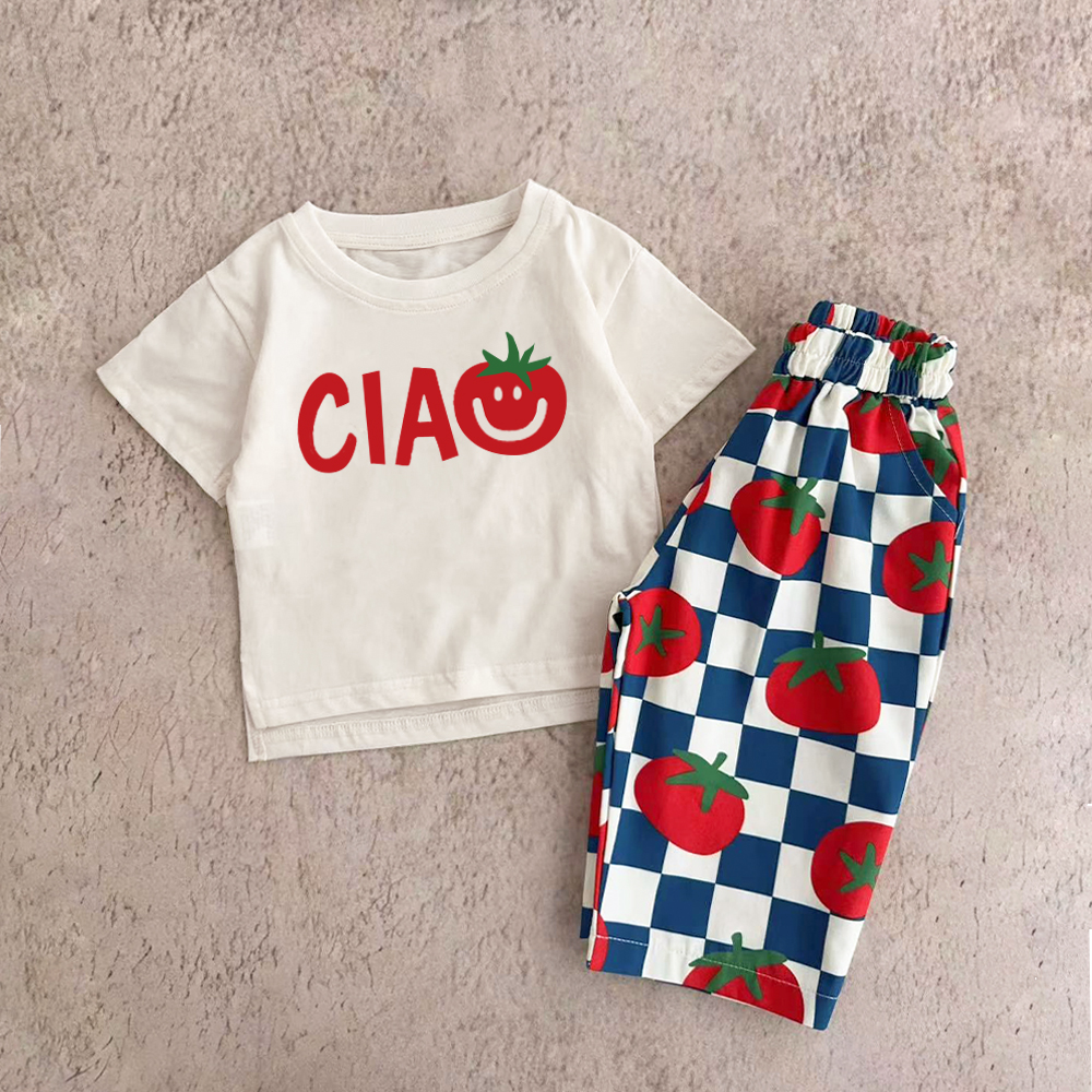 CIAO Baby Toddler Tomato Checkerboard Pattern 2 Piece Set
