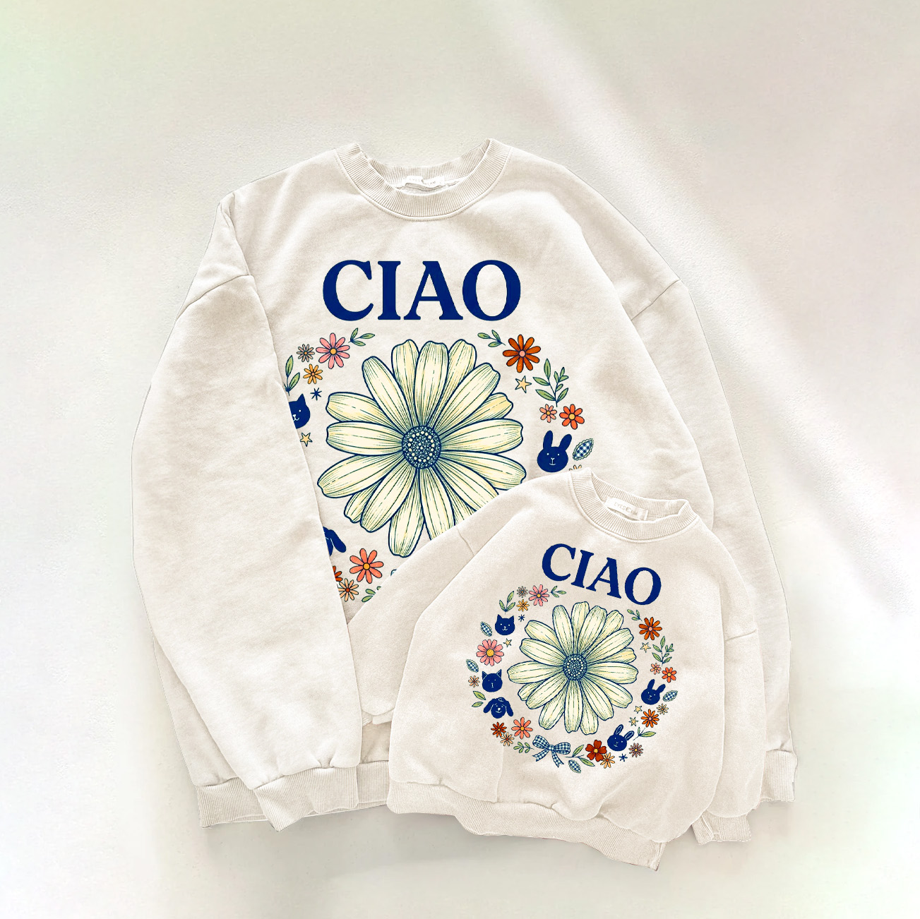CIAO Family Sunflower Animal Pattern Sweatshirt