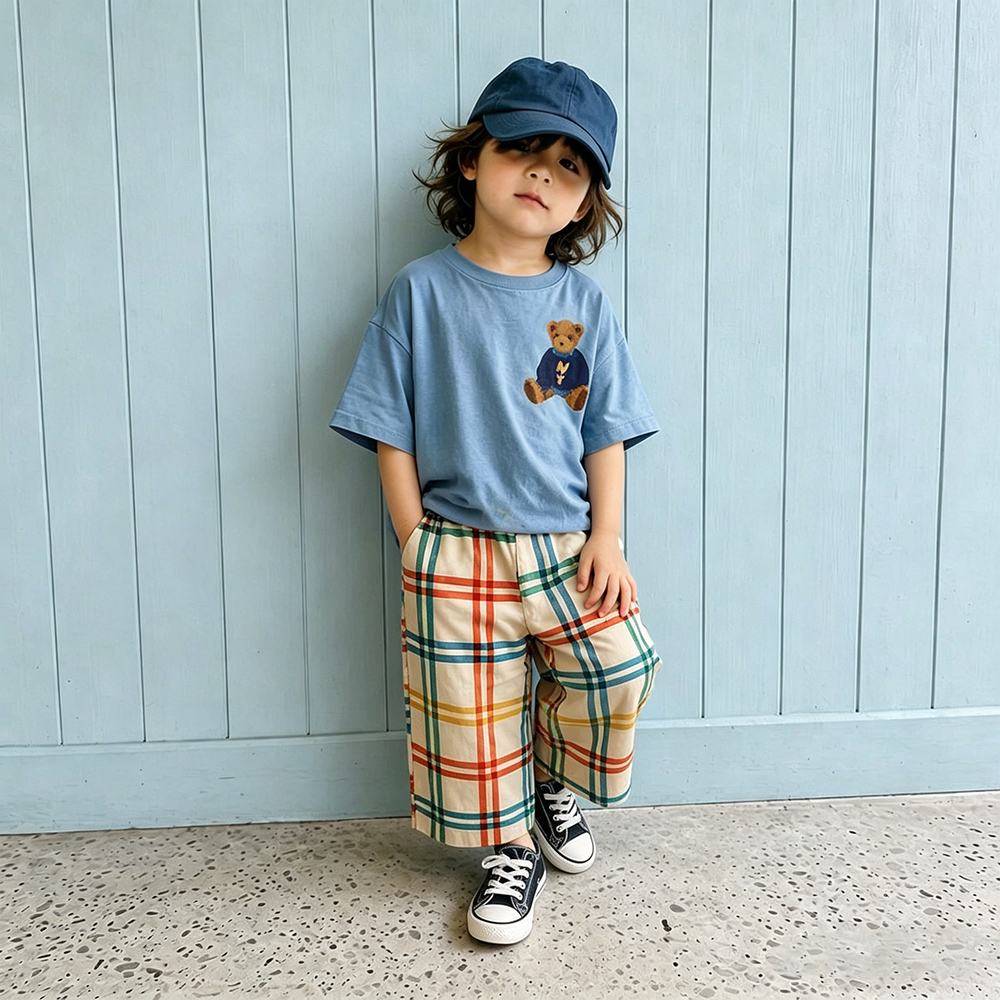 NY Baby & Kids Bear Plaid 2 Piece Set