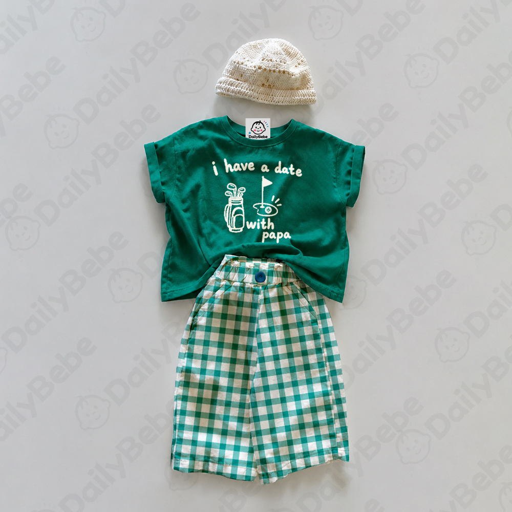Baby & Kids Dog Skateboard Colorful Plaid 2 Piece Set