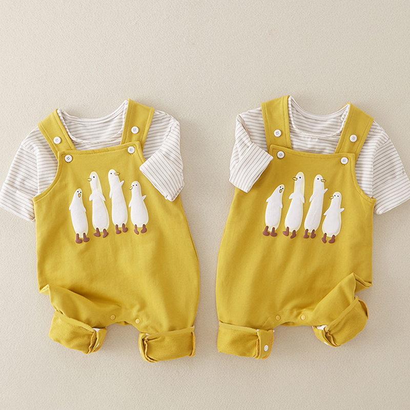 Baby 2-Piece Penguin Striped Yellow Set