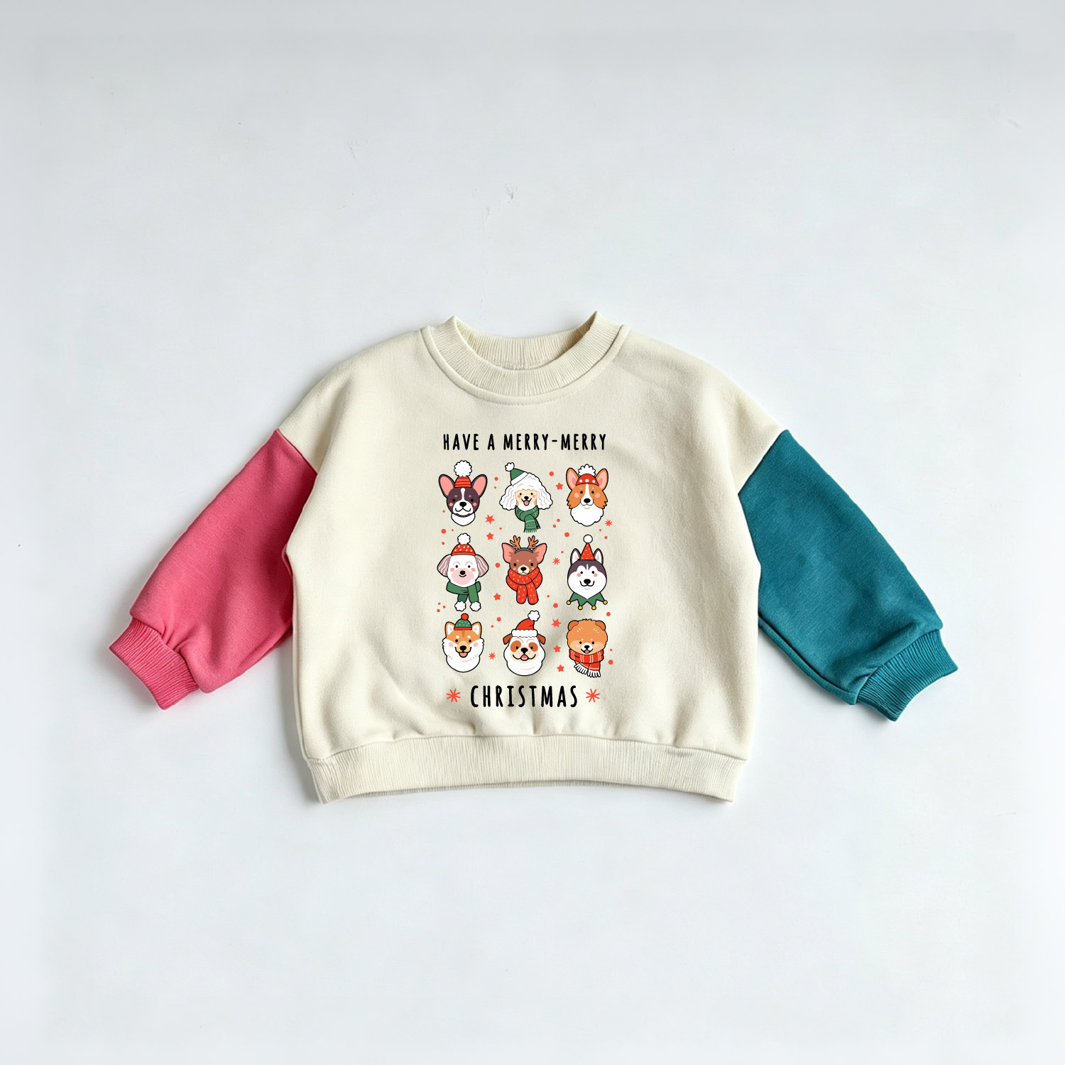 HAVE A MERRT MERRY CHRISTMAS Baby & Kids Dogs Contrasting Colors Sweatshirt