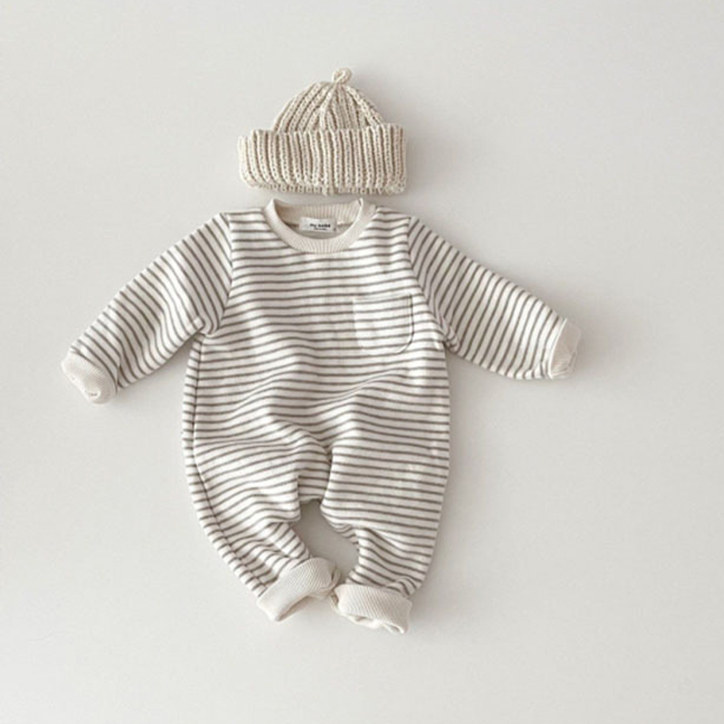 Baby Round Neck Striped Romper