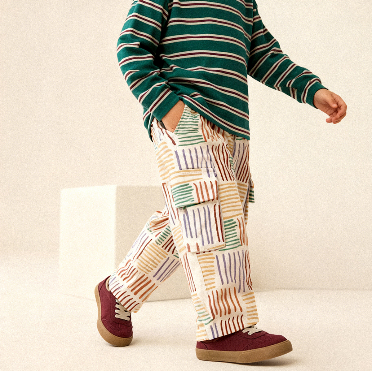 Baby & Kids Stripe Plaid Multiple Pockets Pants