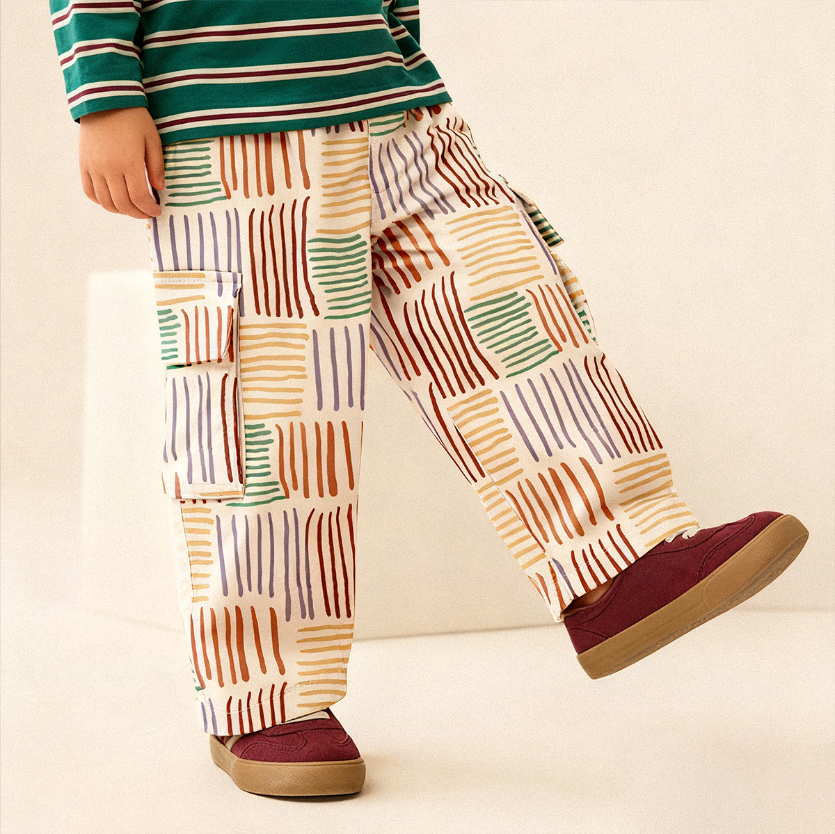 Baby & Kids Stripe Plaid Multiple Pockets Pants
