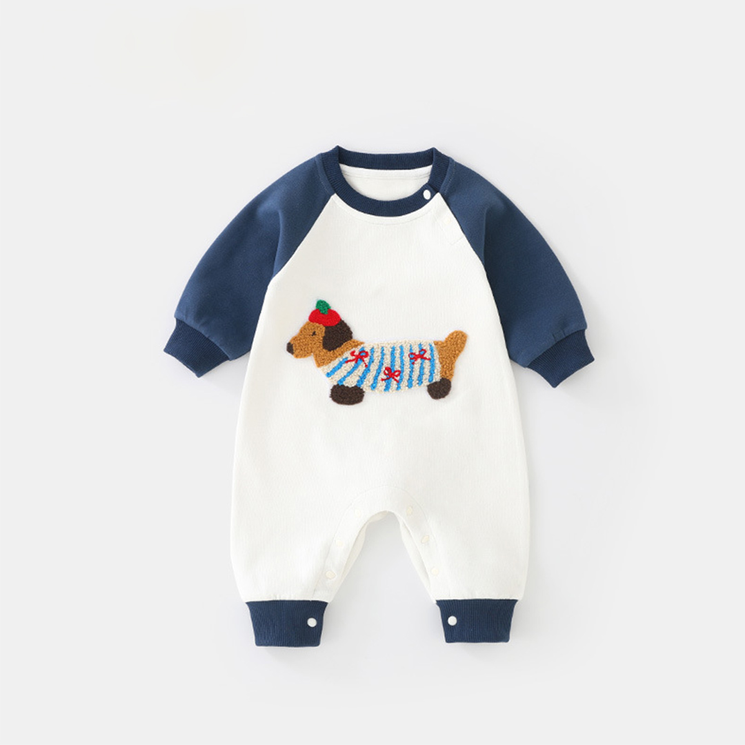 Baby Dachshund Embroidered Romper Romper