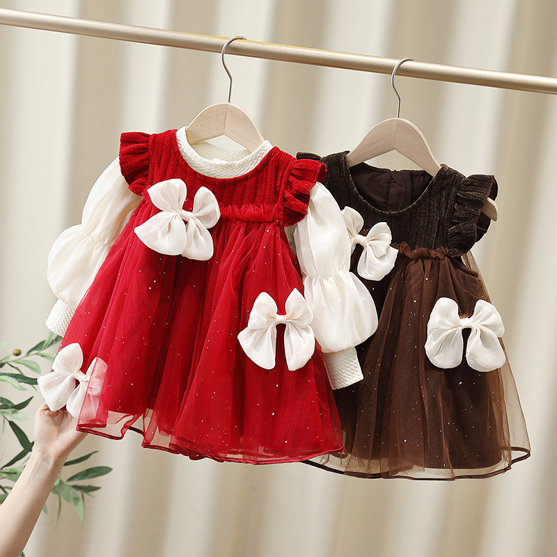 2 Piece Toddler 3D Bow Tie Dress Set