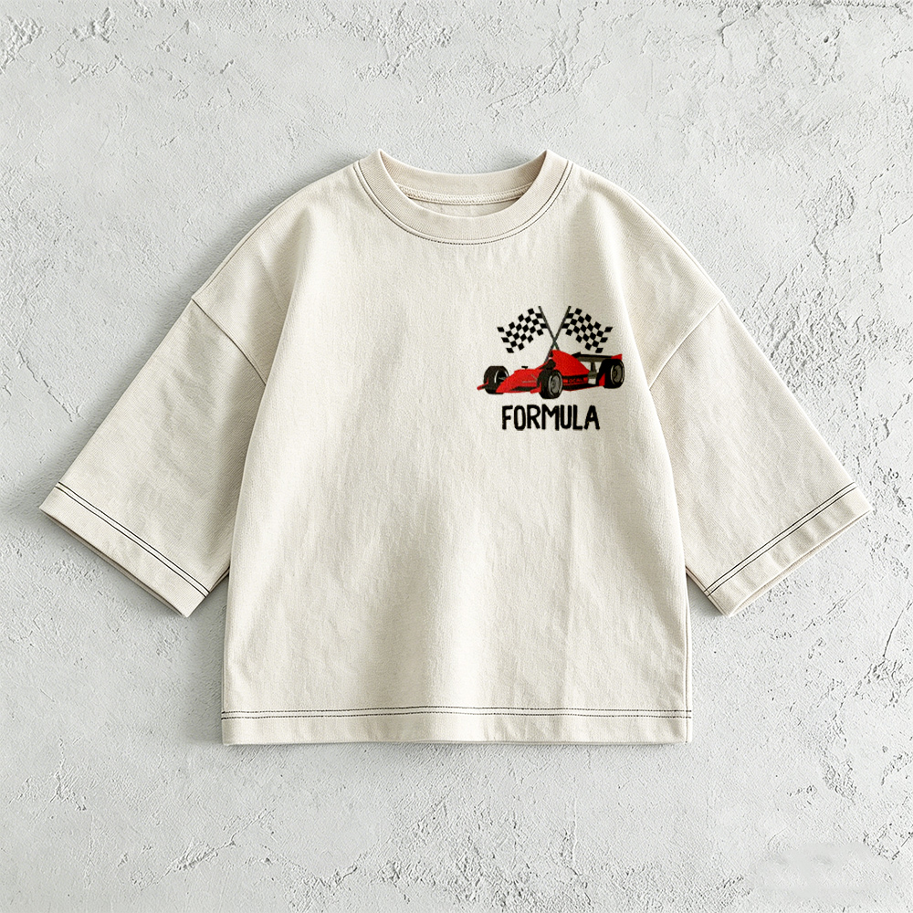 FORMULA Baby & Kids Car Racing Print Front & Back T-Shirt (6M-12Y)