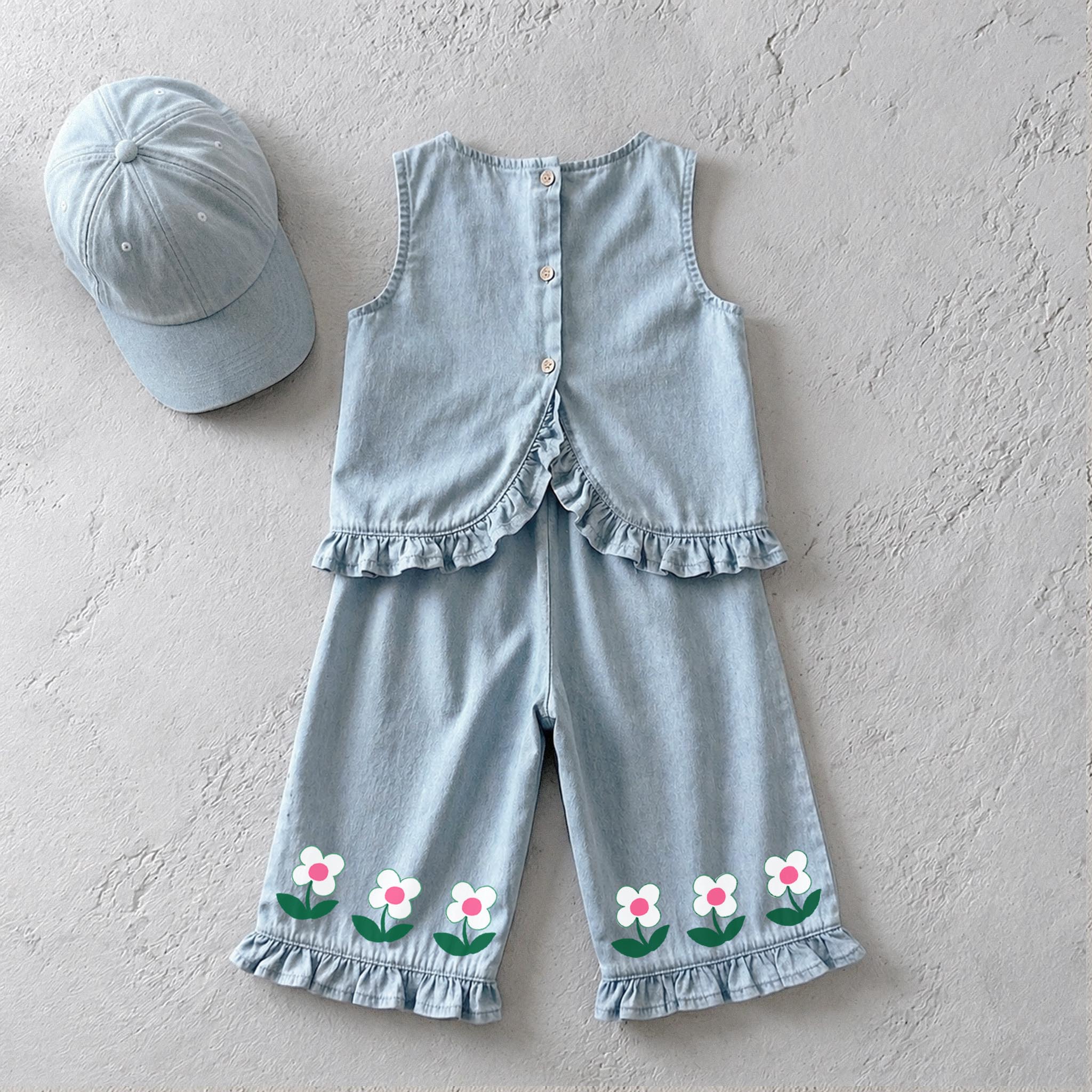 Baby & Kids Flower Denim 2 Piece Set