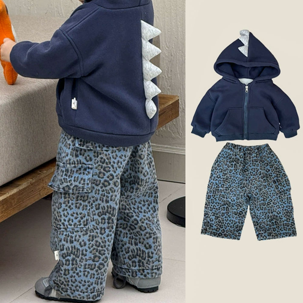 Baby Toddler Dinosaur Top & Leopard Print Worker Pants