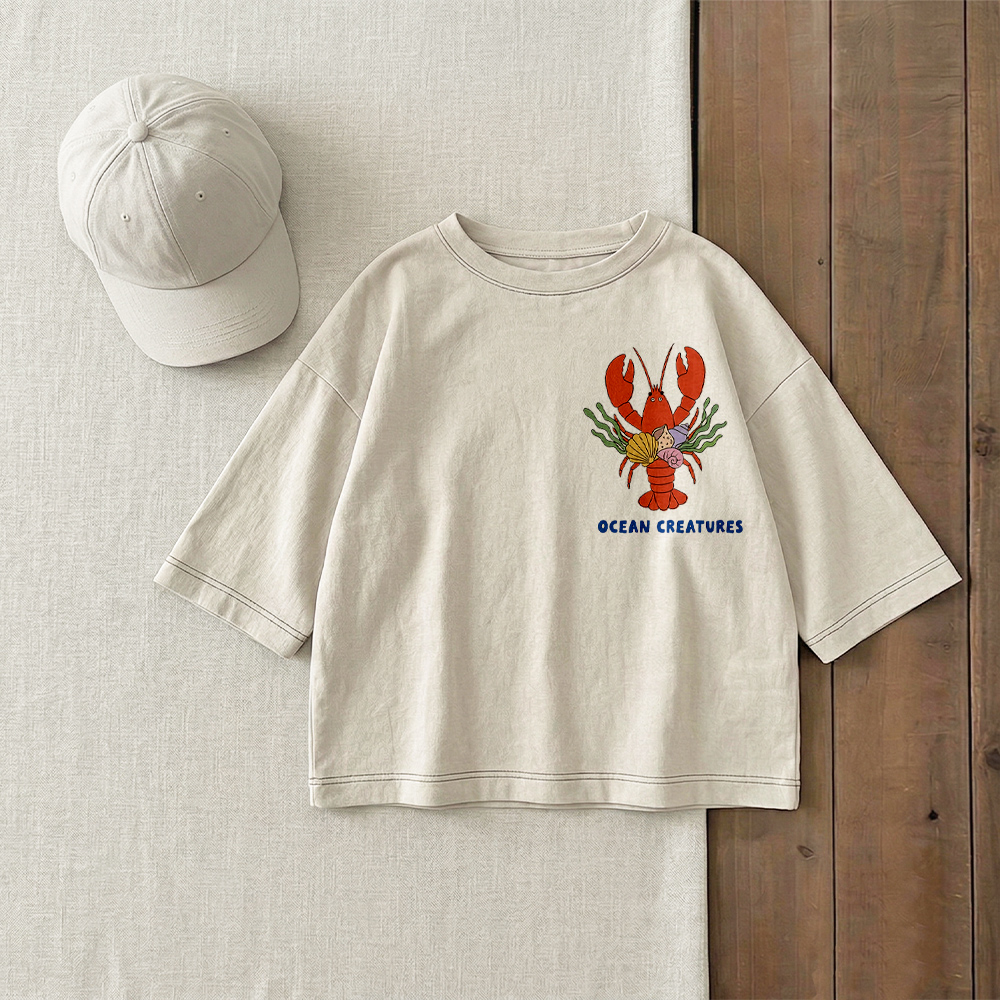 Baby & Kids Ocean Creatures Print Front & Back T-Shirt (6M-12Y)