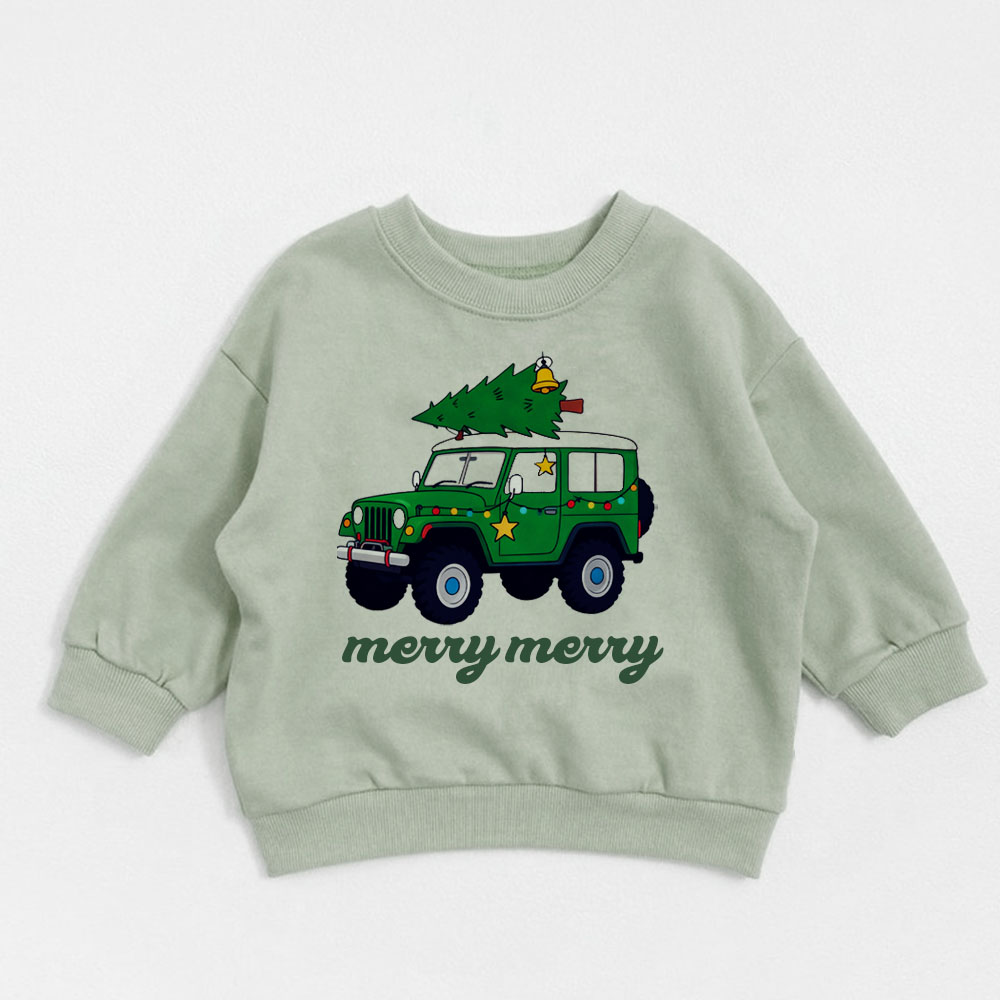 Baby Toddler Jeep & Tree Holiday Ride Sweatshirt
